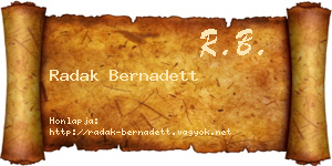 Radak Bernadett névjegykártya
